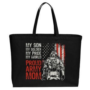 My Son My Soldier Hero Proud Army Mom US Military Mother Cotton Canvas Jumbo Tote