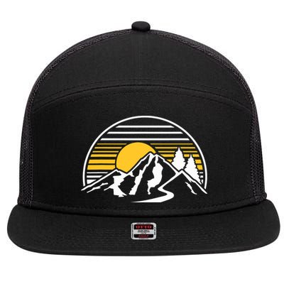 Mountains Sun 7 Panel Mesh Trucker Snapback Hat