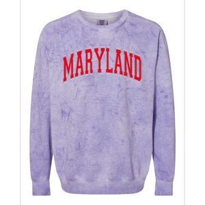 Maryland State Md Red Text Colorblast Crewneck Sweatshirt