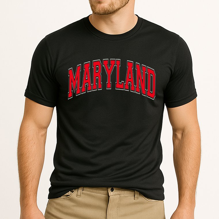 Maryland State Md Red Text Cooling Performance Crew T-Shirt