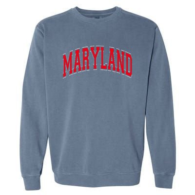 Maryland State Md Red Text Garment-Dyed Sweatshirt