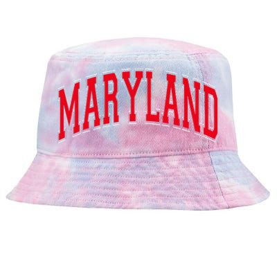 Maryland State Md Red Text Tie-Dyed Bucket Hat