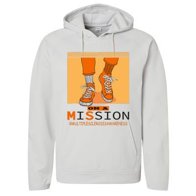 Multiple Sclerosis Ms Awareness Walk On Mission Performance Fleece Hoodie