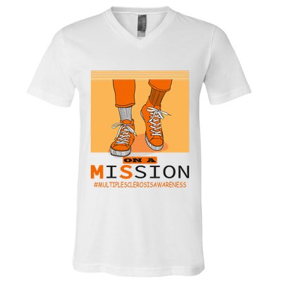 Multiple Sclerosis Ms Awareness Walk On Mission V-Neck T-Shirt