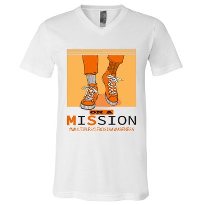 Multiple Sclerosis Ms Awareness Walk On Mission V-Neck T-Shirt