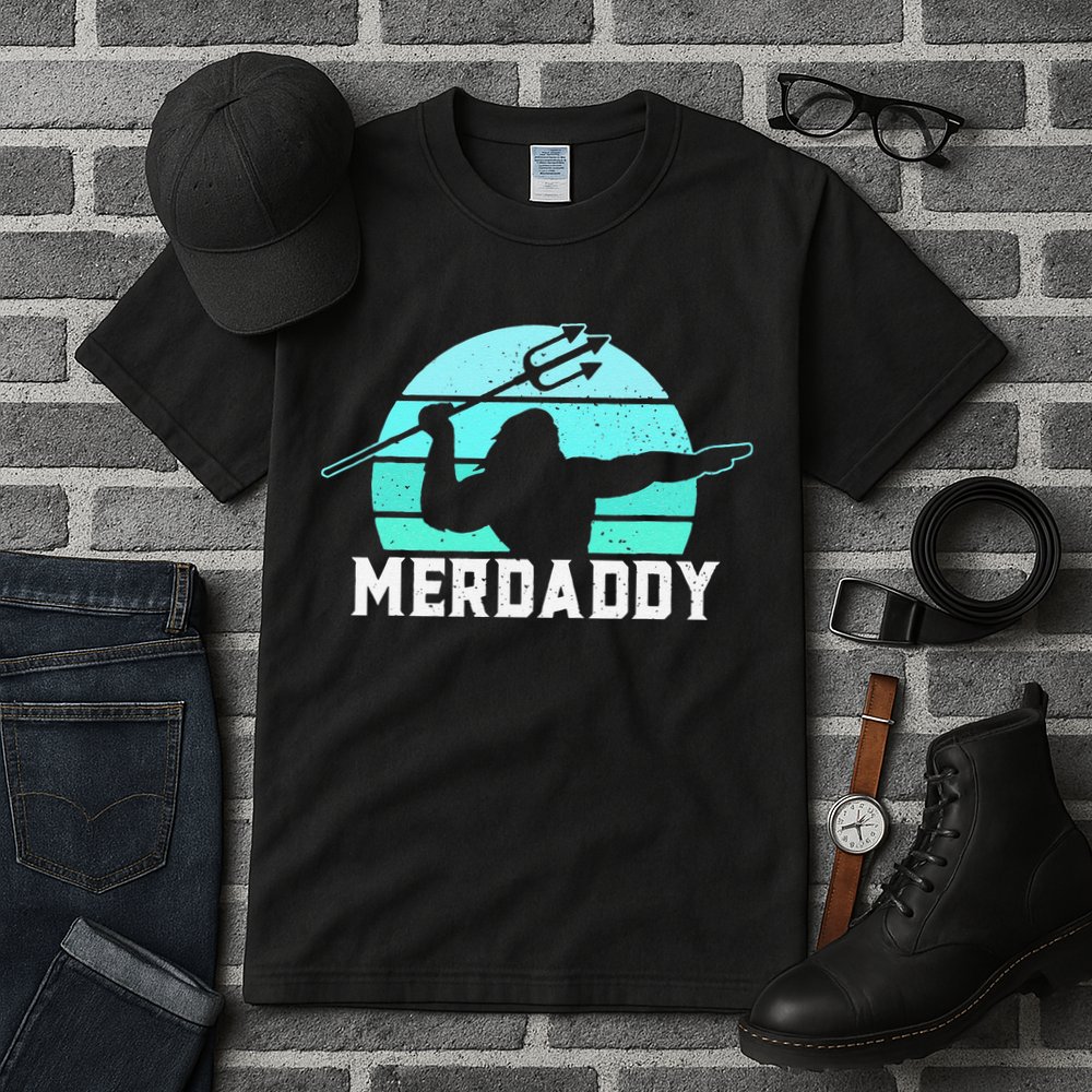 Merdaddy Security Merman Mermaid Daddy Fish Fathers Day (1).png Tall T-Shirt