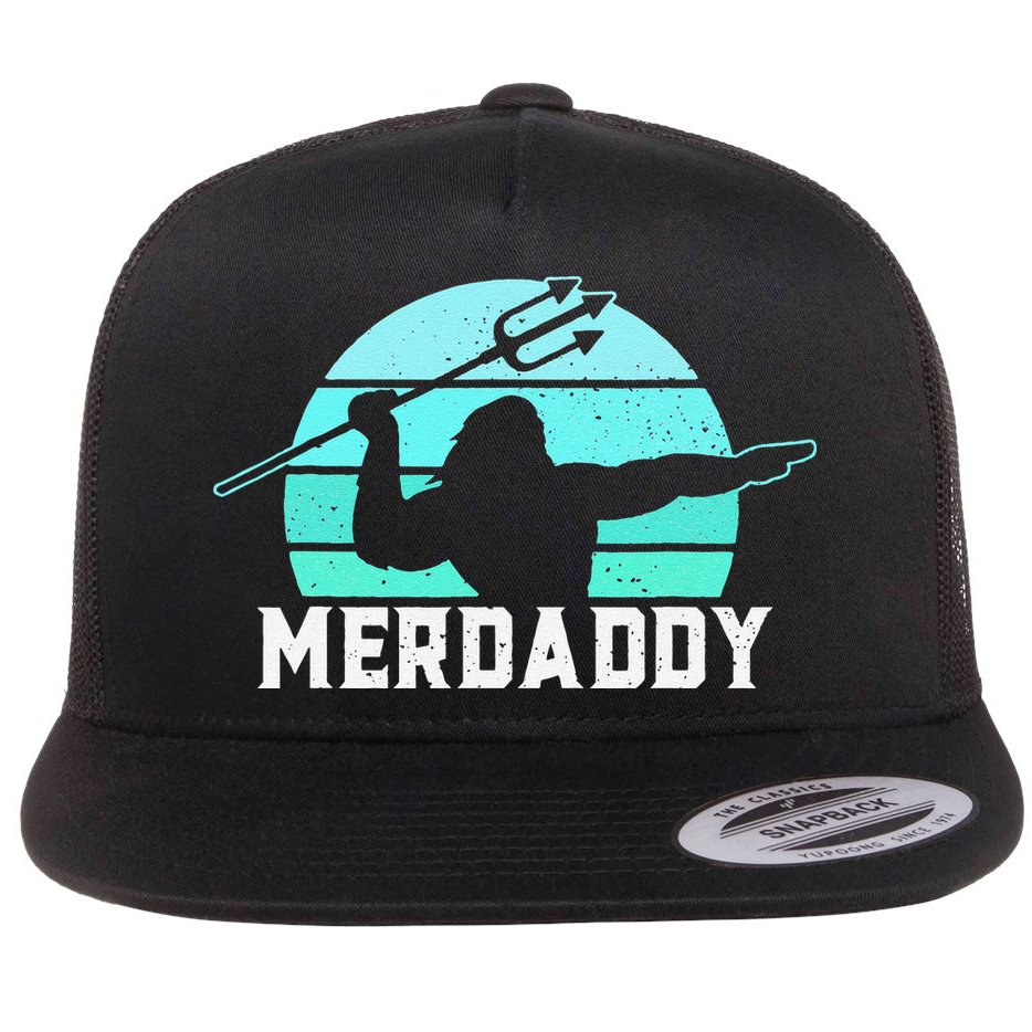 Merdaddy Security Merman Mermaid Daddy Fish Fathers Day (1).png Flat Bill Trucker Hat