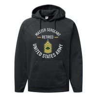 Master Sergeant Msg Retired Army Military Retirement Performance Fleece Hoodie