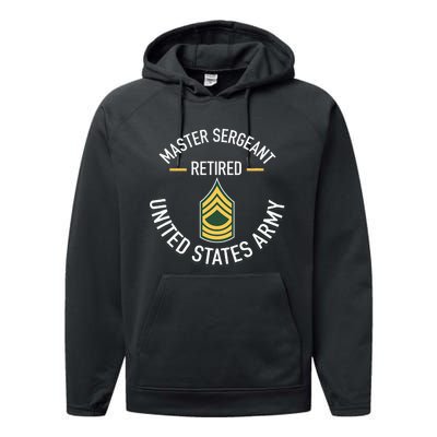 Master Sergeant Msg Retired Army Military Retirement Performance Fleece Hoodie