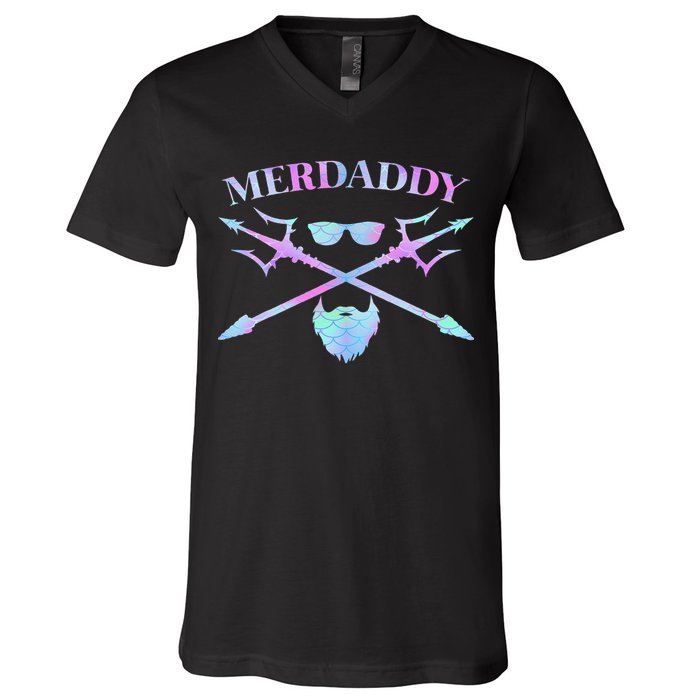 Merdaddy Security Merman Merdad Daddy Costume Father's Day V-Neck T-Shirt