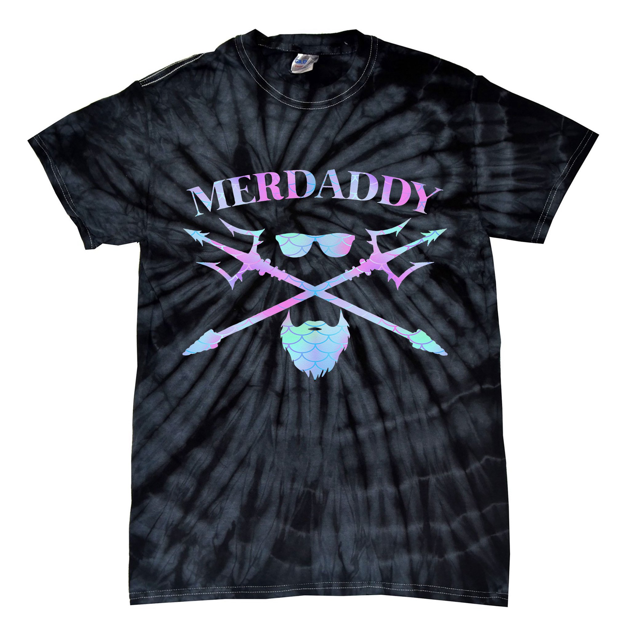Merdaddy Security Merman Merdad Daddy Costume Father's Day Tie-Dye T-Shirt