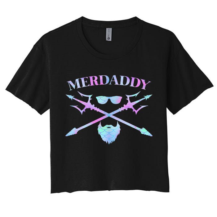 Merdaddy Security Merman Merdad Daddy Costume Father's Day Women's Crop Top Tee