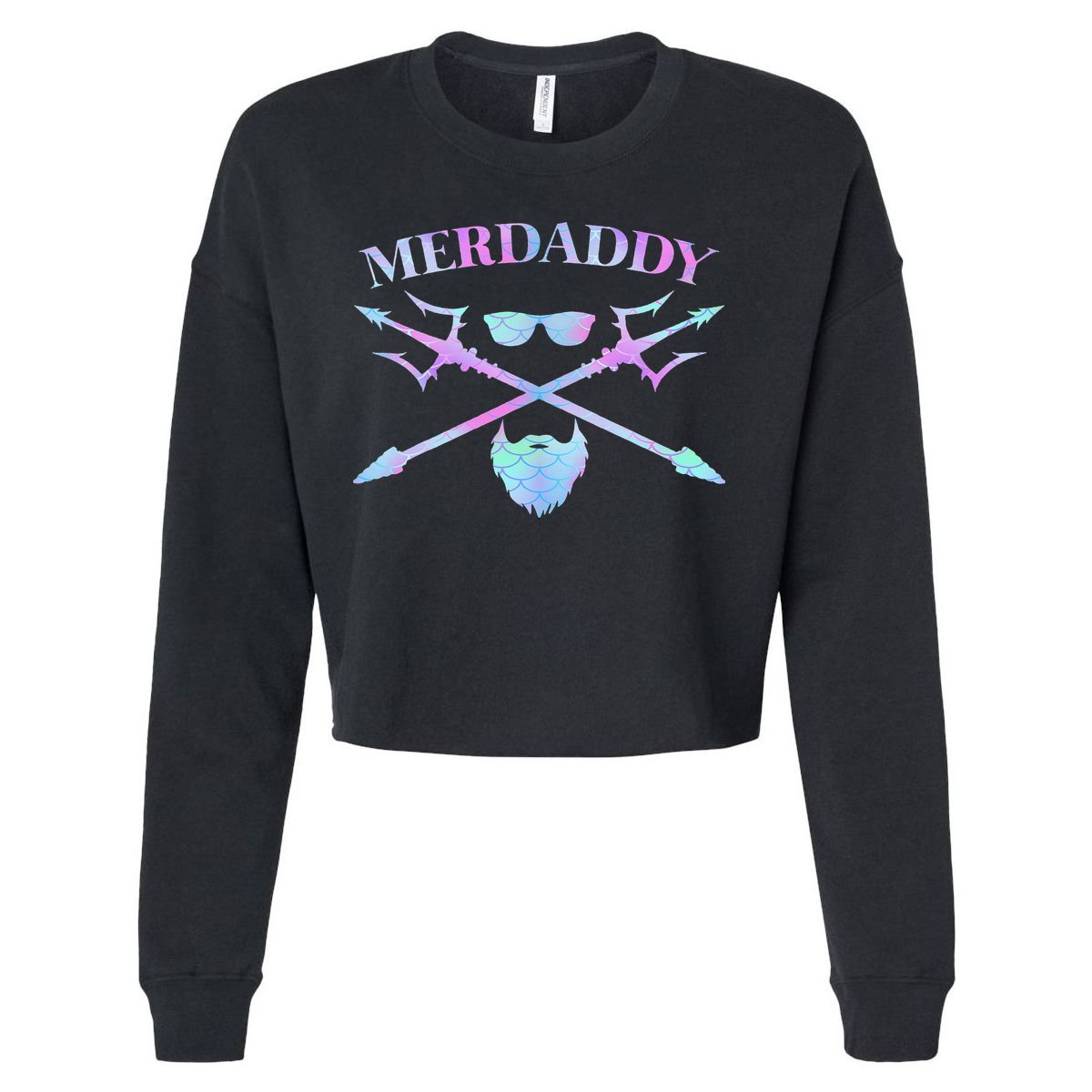 Merdaddy Security Merman Merdad Daddy Costume Father's Day Cropped Pullover Crew