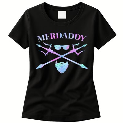 Merdaddy Security Merman Merdad Daddy Costume Father's Day Womens T-Shirt