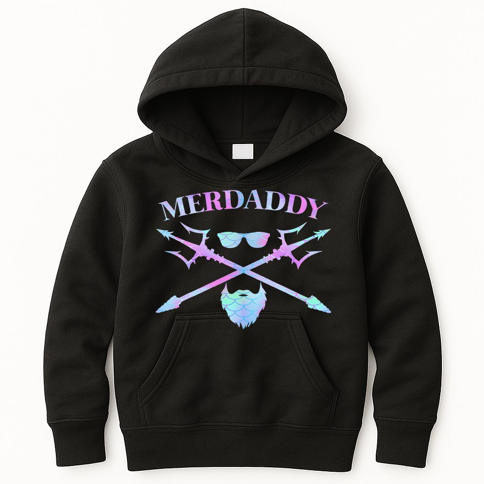 Merdaddy Security Merman Merdad Daddy Costume Father's Day Kids Hoodie
