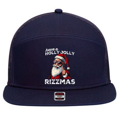 Mewing Santa Mew Funny Santa Meme Riz Z Riz Zmas Christmas 7 Panel Mesh Trucker Snapback Hat