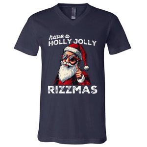 Mewing Santa Mew Funny Santa Meme Riz Z Riz Zmas Christmas V-Neck T-Shirt