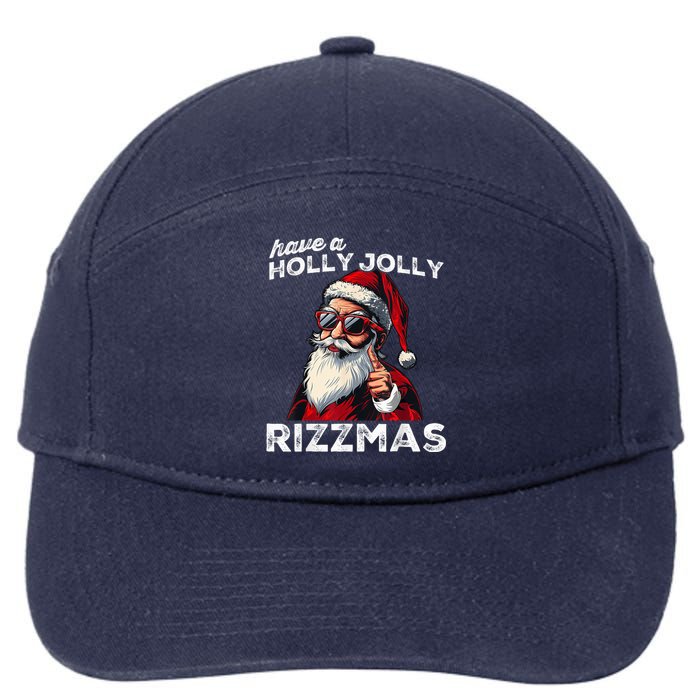 Mewing Santa Mew Funny Santa Meme Riz Z Riz Zmas Christmas 7-Panel Snapback Hat