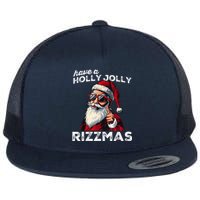 Mewing Santa Mew Funny Santa Meme Riz Z Riz Zmas Christmas Flat Bill Trucker Hat