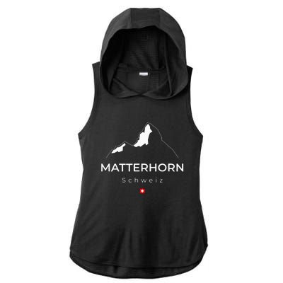 Matterhorn Switzerland Mountains Rock Climbing Hiking Ladies PosiCharge Tri-Blend Wicking Draft Hoodie Tank