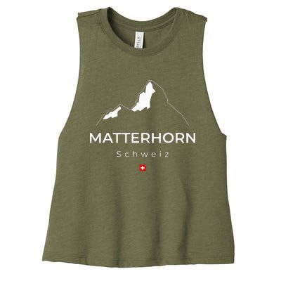 Matterhorn Switzerland Mountains Rock Climbing Hiking Women's Racerback Cropped Tank