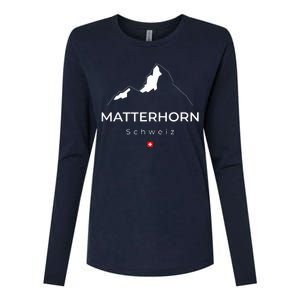 Matterhorn Switzerland Mountains Rock Climbing Hiking Womens Cotton Relaxed Long Sleeve T-Shirt