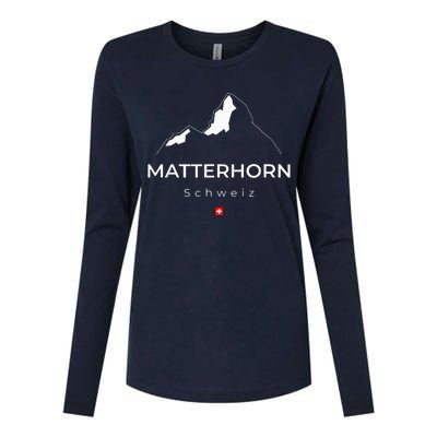 Matterhorn Switzerland Mountains Rock Climbing Hiking Womens Cotton Relaxed Long Sleeve T-Shirt