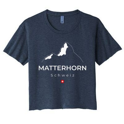 Matterhorn Switzerland Mountains Rock Climbing Hiking Women's Crop Top Tee