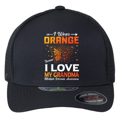 Multiple Sclerosis Ms Warrior I Wear Orange Grandma Gift Flexfit Unipanel Trucker Cap