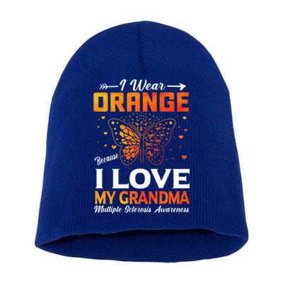 Multiple Sclerosis Ms Warrior I Wear Orange Grandma Gift Short Acrylic Beanie