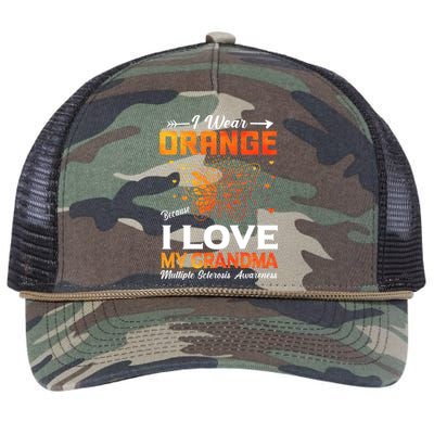 Multiple Sclerosis Ms Warrior I Wear Orange Grandma Gift Retro Rope Trucker Hat Cap