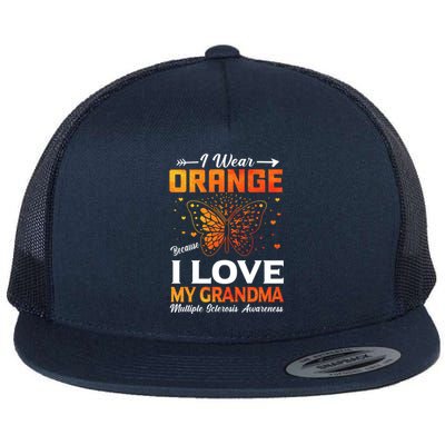 Multiple Sclerosis Ms Warrior I Wear Orange Grandma Gift Flat Bill Trucker Hat