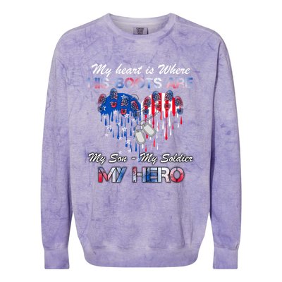 My Son My Soldier My Hero Veteran Military Gift Colorblast Crewneck Sweatshirt