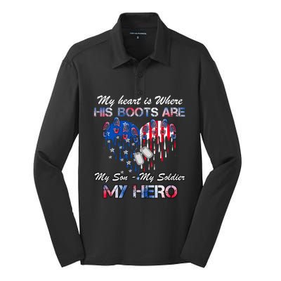 My Son My Soldier My Hero Veteran Military Gift Silk Touch Performance Long Sleeve Polo