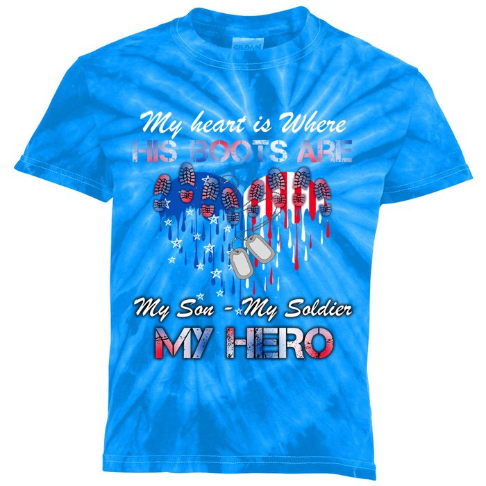 My Son My Soldier My Hero Veteran Military Gift Kids Tie-Dye T-Shirt