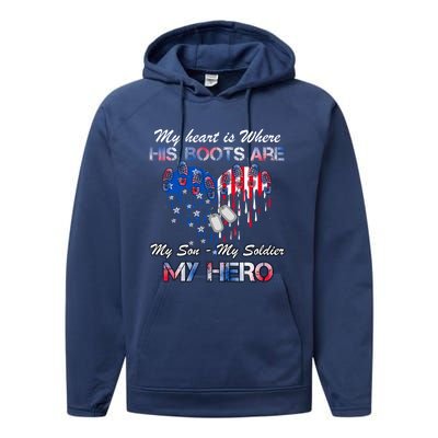 My Son My Soldier My Hero Veteran Military Gift Performance Fleece Hoodie