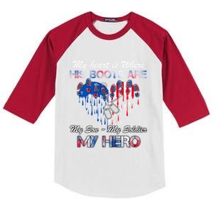 My Son My Soldier My Hero Veteran Military Gift Kids Colorblock Raglan Jersey