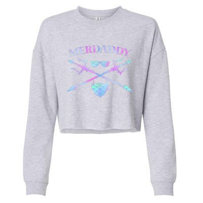 Merdaddy Security Merman Merdad Daddy Costume Fathers Day Cropped Pullover Crew