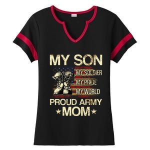 My Son My Soldier My Pride My Hero Proud Mom Ladies Halftime Notch Neck Tee