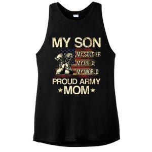 My Son My Soldier My Pride My Hero Proud Mom Ladies PosiCharge Tri-Blend Wicking Tank