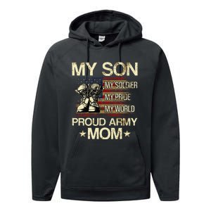 My Son My Soldier My Pride My Hero Proud Mom Performance Fleece Hoodie