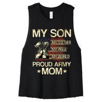 My Son My Soldier My Pride My Hero Proud Mom Women's Racerback Cropped Tank