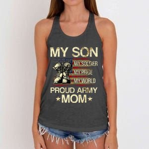 My Son My Soldier My Pride My Hero Proud Mom Women's Knotted Racerback Tank