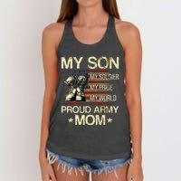 My Son My Soldier My Pride My Hero Proud Mom Women's Knotted Racerback Tank