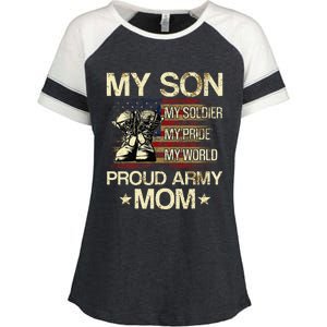 My Son My Soldier My Pride My Hero Proud Mom Enza Ladies Jersey Colorblock Tee