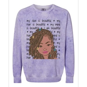 My Skin My Hair Is Beautiful Black Black History Month Cute Gift Colorblast Crewneck Sweatshirt