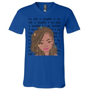 My Skin My Hair Is Beautiful Black Black History Month Cute Gift V-Neck T-Shirt