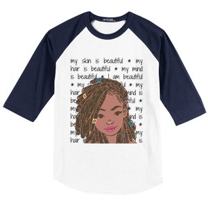 My Skin My Hair Is Beautiful Black Black History Month Cute Gift Baseball Sleeve Shirt