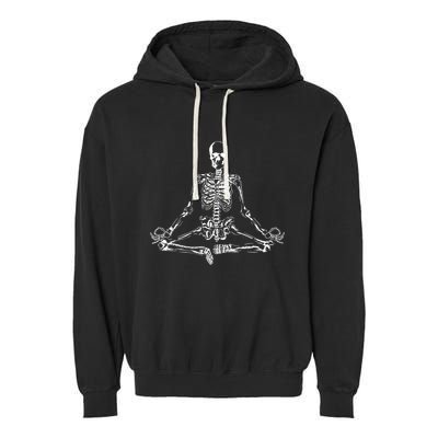 Meditating Skeleton Garment-Dyed Fleece Hoodie