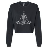 Meditating Skeleton Cropped Pullover Crew